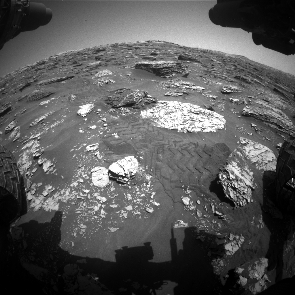 Nasa's Mars rover Curiosity acquired this image using its Front Hazard Avoidance Camera (Front Hazcam) on Sol 2053, at drive 1734, site number 70