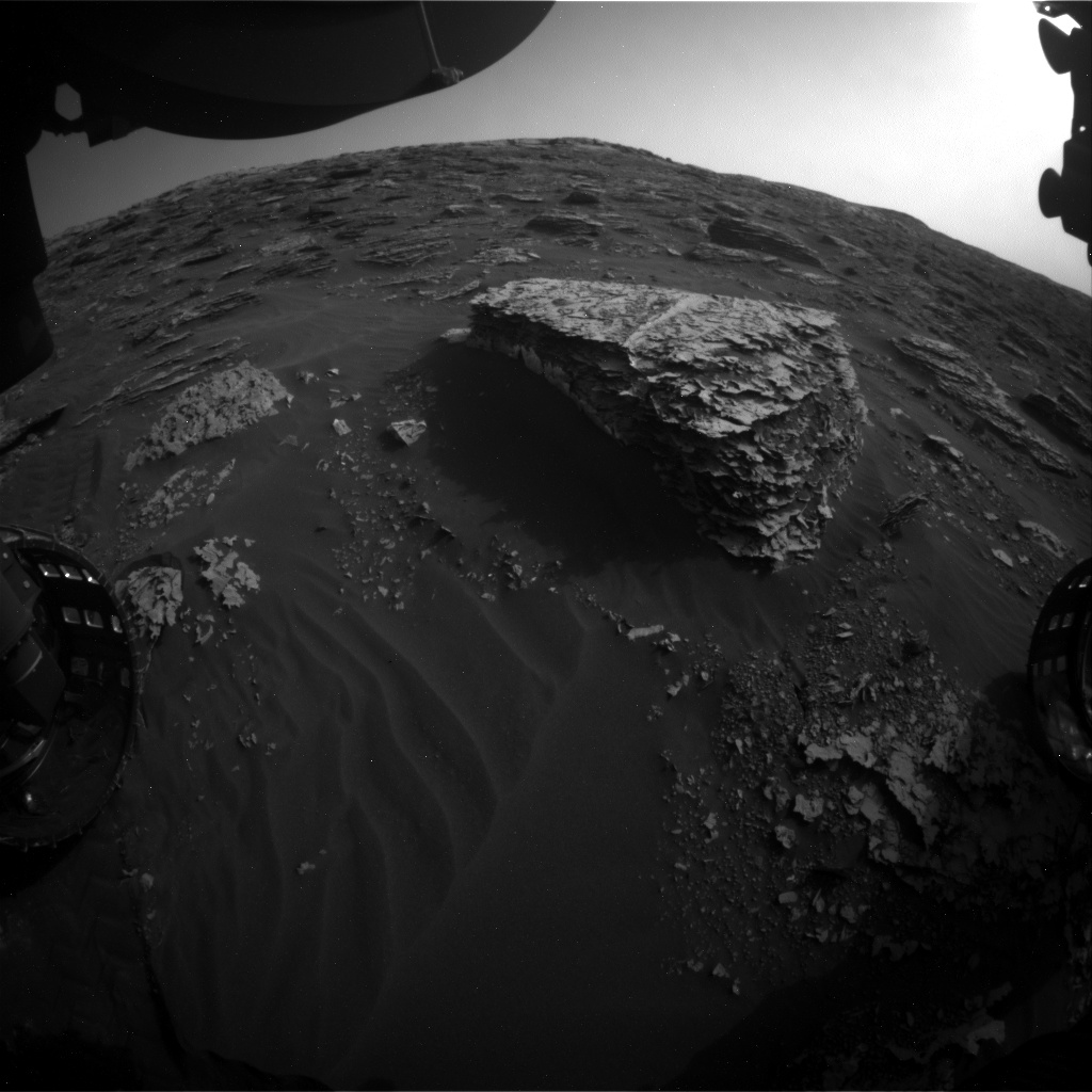 Nasa's Mars rover Curiosity acquired this image using its Front Hazard Avoidance Camera (Front Hazcam) on Sol 2076, at drive 1752, site number 70