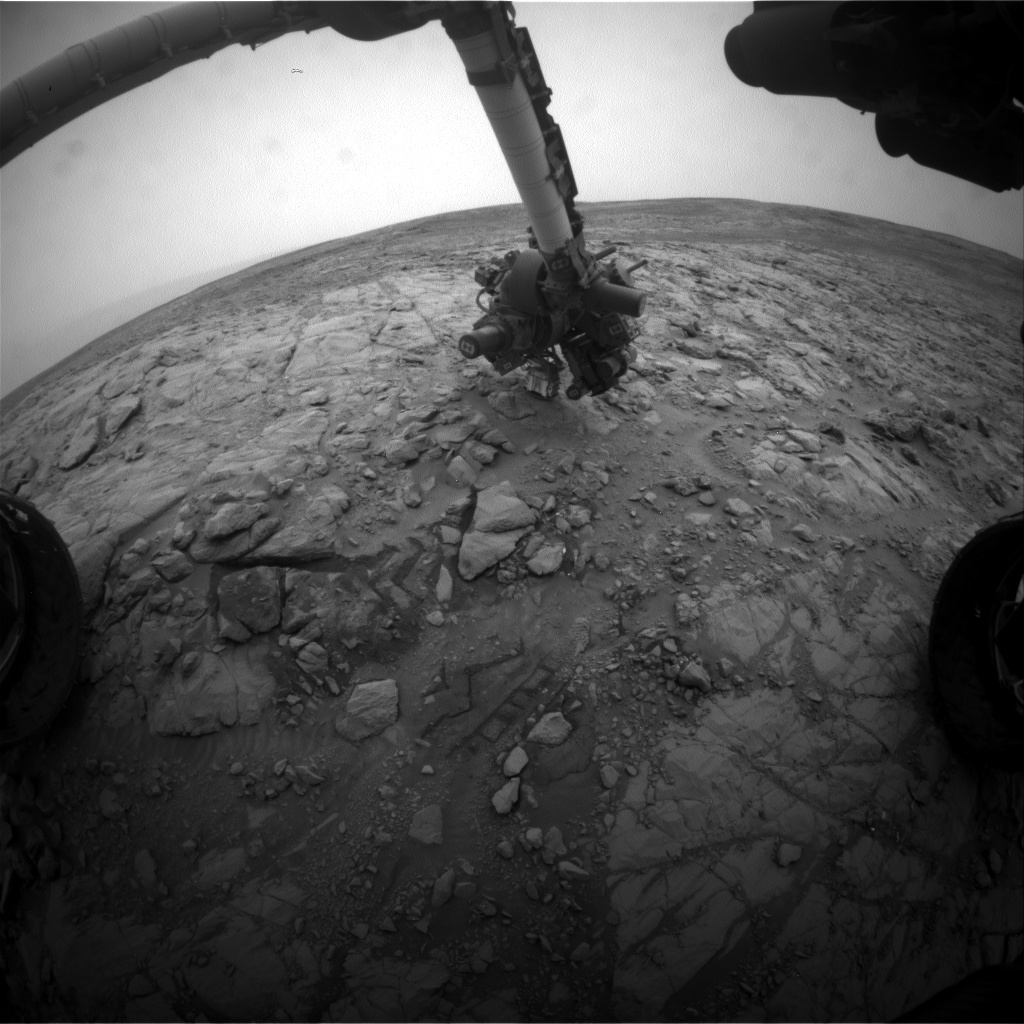 Nasa's Mars rover Curiosity acquired this image using its Front Hazard Avoidance Camera (Front Hazcam) on Sol 2100, at drive 1586, site number 71