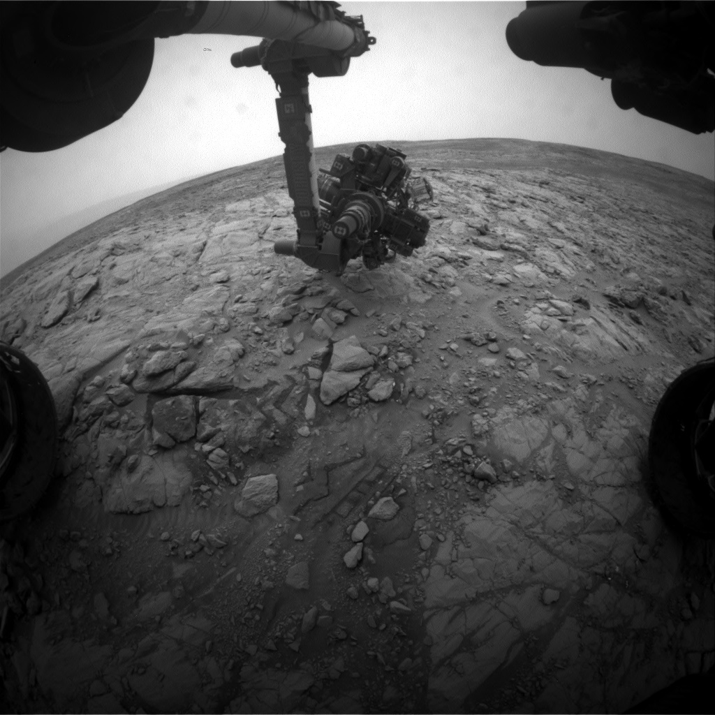 Nasa's Mars rover Curiosity acquired this image using its Front Hazard Avoidance Camera (Front Hazcam) on Sol 2102, at drive 1586, site number 71