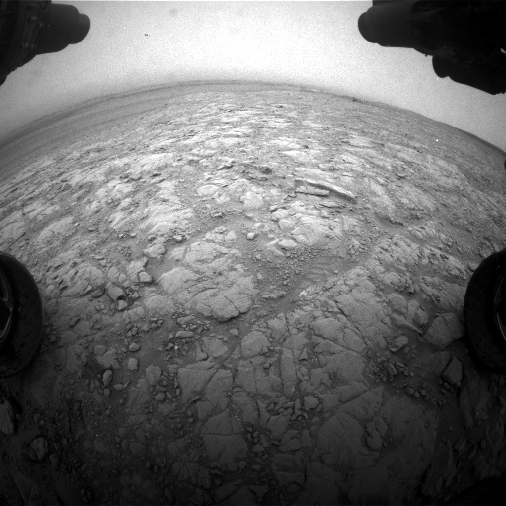 Nasa's Mars rover Curiosity acquired this image using its Front Hazard Avoidance Camera (Front Hazcam) on Sol 2102, at drive 1818, site number 71