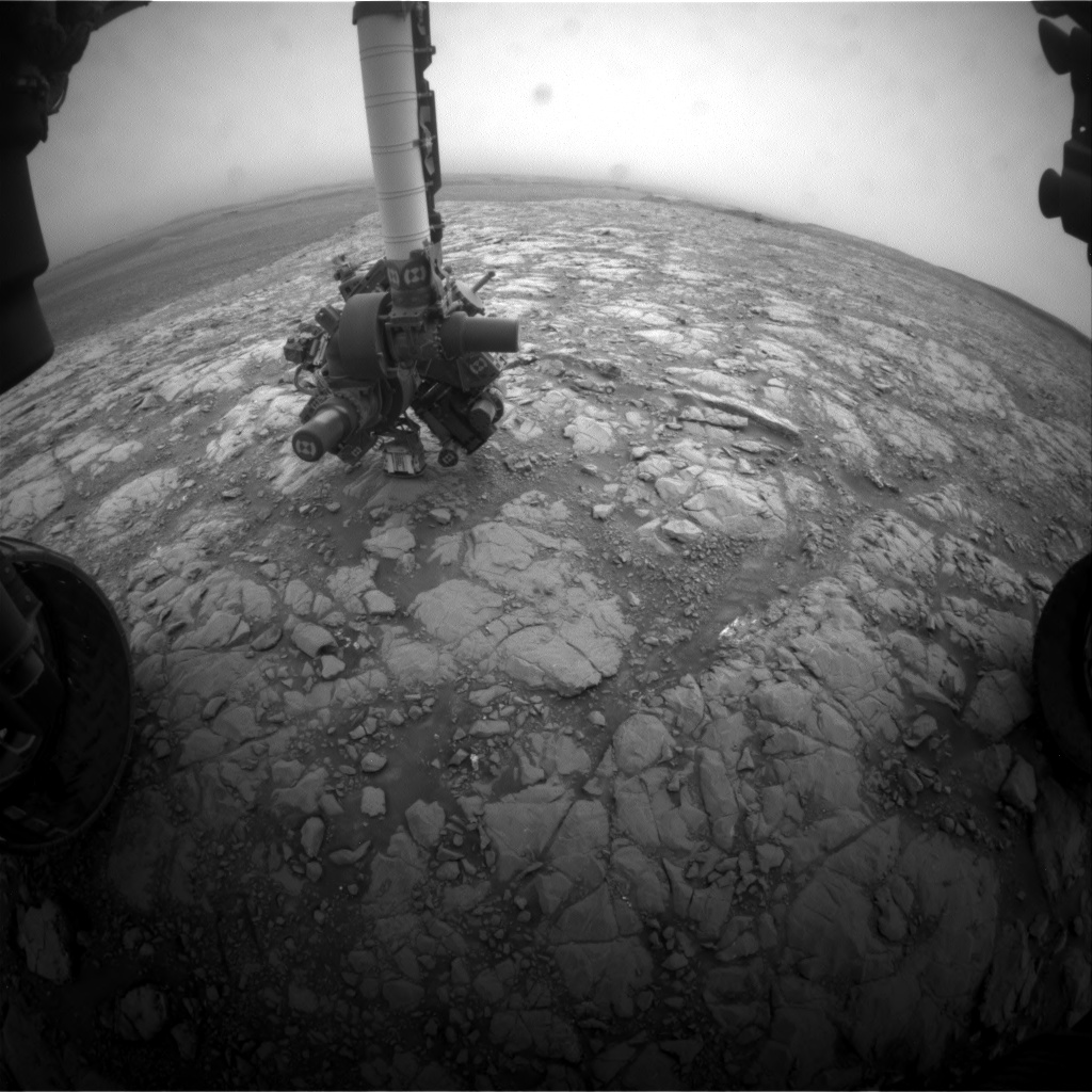Nasa's Mars rover Curiosity acquired this image using its Front Hazard Avoidance Camera (Front Hazcam) on Sol 2104, at drive 1818, site number 71