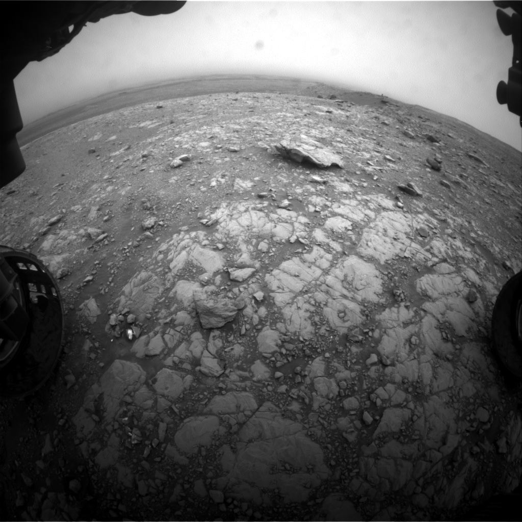 Nasa's Mars rover Curiosity acquired this image using its Front Hazard Avoidance Camera (Front Hazcam) on Sol 2106, at drive 2350, site number 71