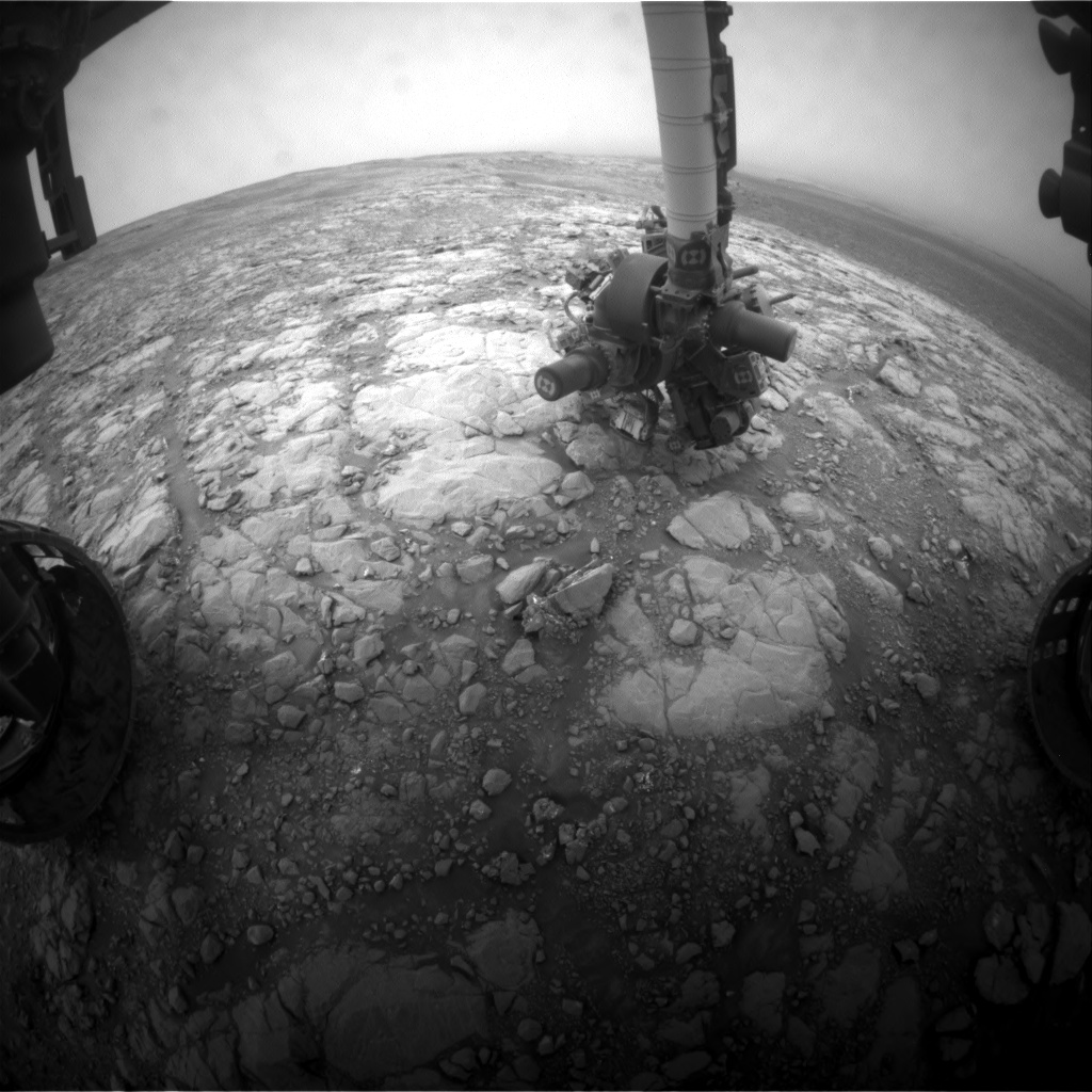 Nasa's Mars rover Curiosity acquired this image using its Front Hazard Avoidance Camera (Front Hazcam) on Sol 2128, at drive 920, site number 72