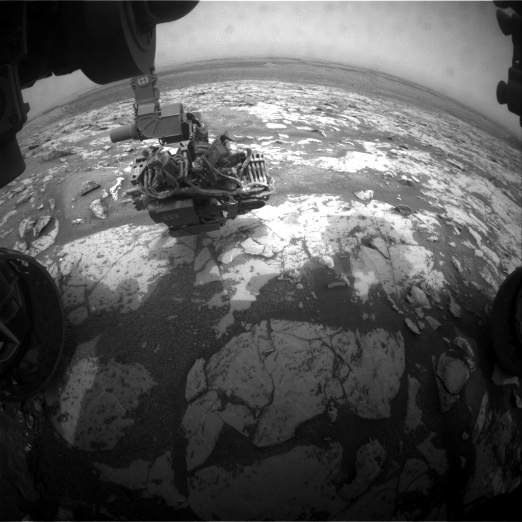 Nasa's Mars rover Curiosity acquired this image using its Front Hazard Avoidance Camera (Front Hazcam) on Sol 2153, at drive 1316, site number 72
