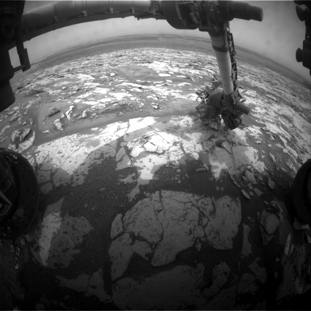 Nasa's Mars rover Curiosity acquired this image using its Front Hazard Avoidance Camera (Front Hazcam) on Sol 2156, at drive 1316, site number 72
