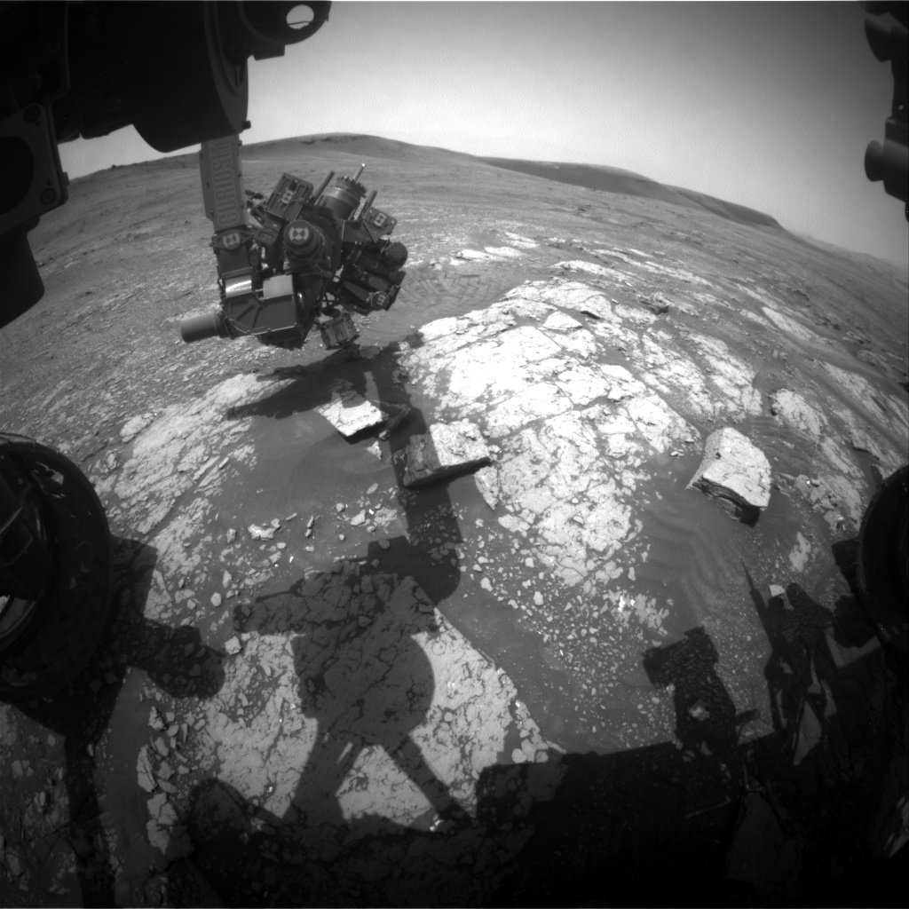 Nasa's Mars rover Curiosity acquired this image using its Front Hazard Avoidance Camera (Front Hazcam) on Sol 2346, at drive 762, site number 74
