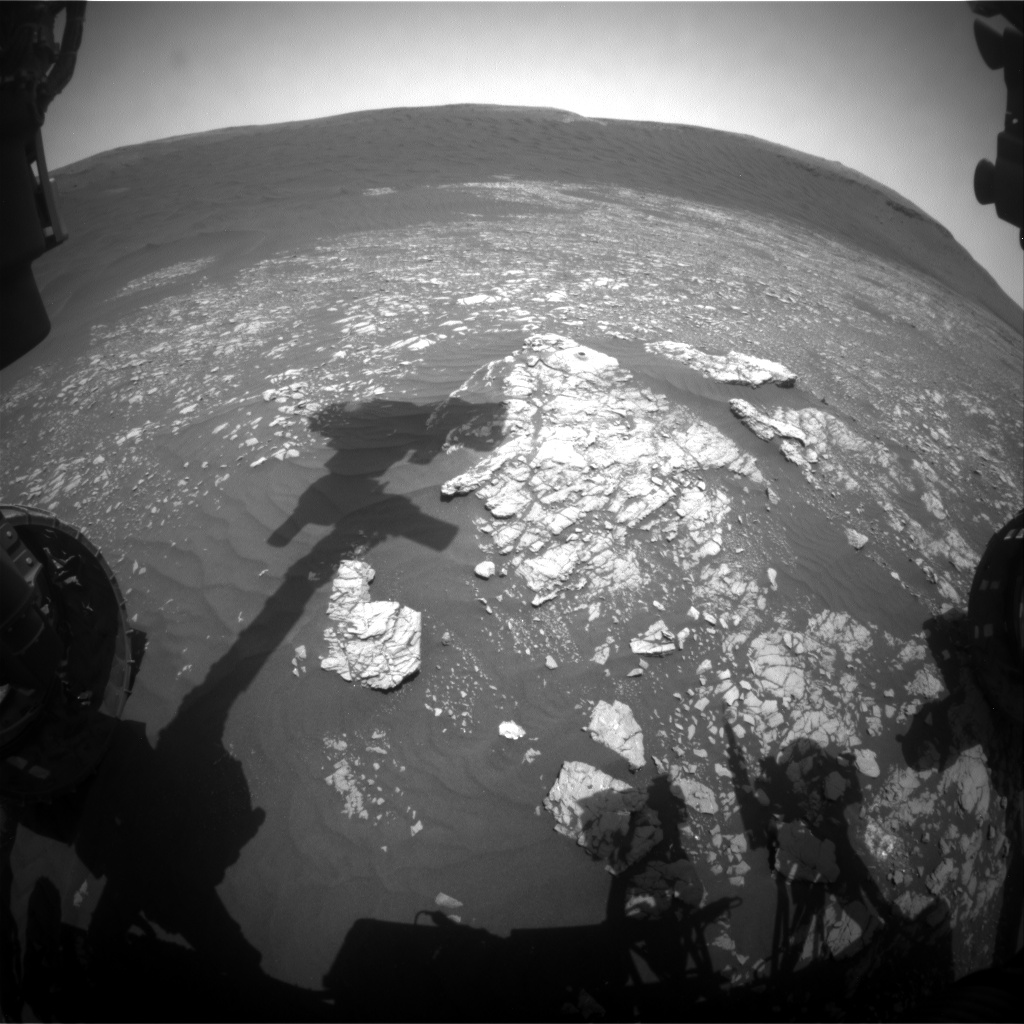 Nasa's Mars rover Curiosity acquired this image using its Front Hazard Avoidance Camera (Front Hazcam) on Sol 2379, at drive 1386, site number 75