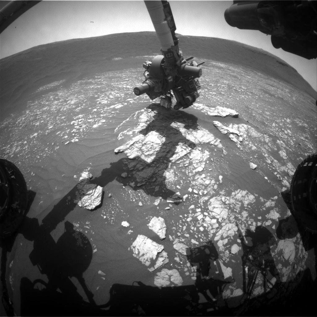 Nasa's Mars rover Curiosity acquired this image using its Front Hazard Avoidance Camera (Front Hazcam) on Sol 2381, at drive 1386, site number 75