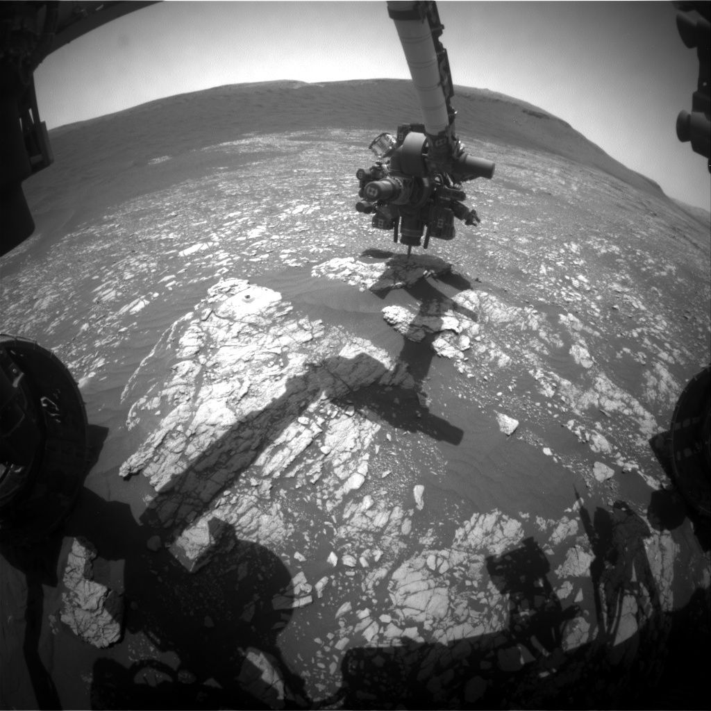 Nasa's Mars rover Curiosity acquired this image using its Front Hazard Avoidance Camera (Front Hazcam) on Sol 2382, at drive 1398, site number 75