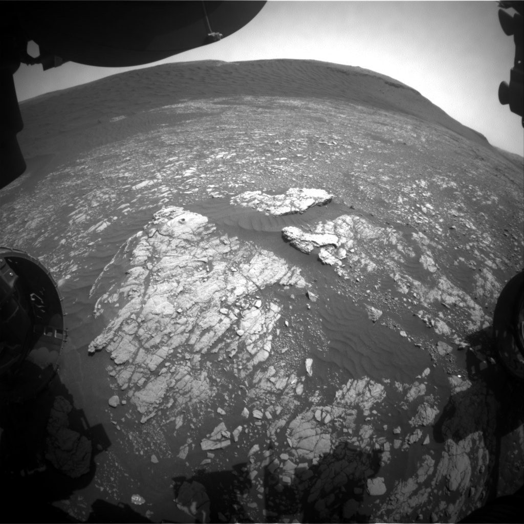 Nasa's Mars rover Curiosity acquired this image using its Front Hazard Avoidance Camera (Front Hazcam) on Sol 2387, at drive 1398, site number 75