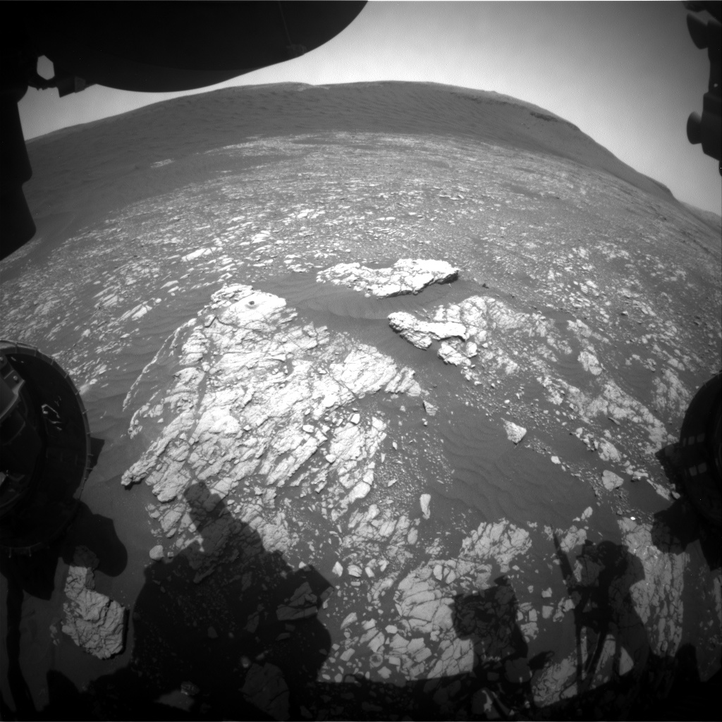 Nasa's Mars rover Curiosity acquired this image using its Front Hazard Avoidance Camera (Front Hazcam) on Sol 2390, at drive 1398, site number 75