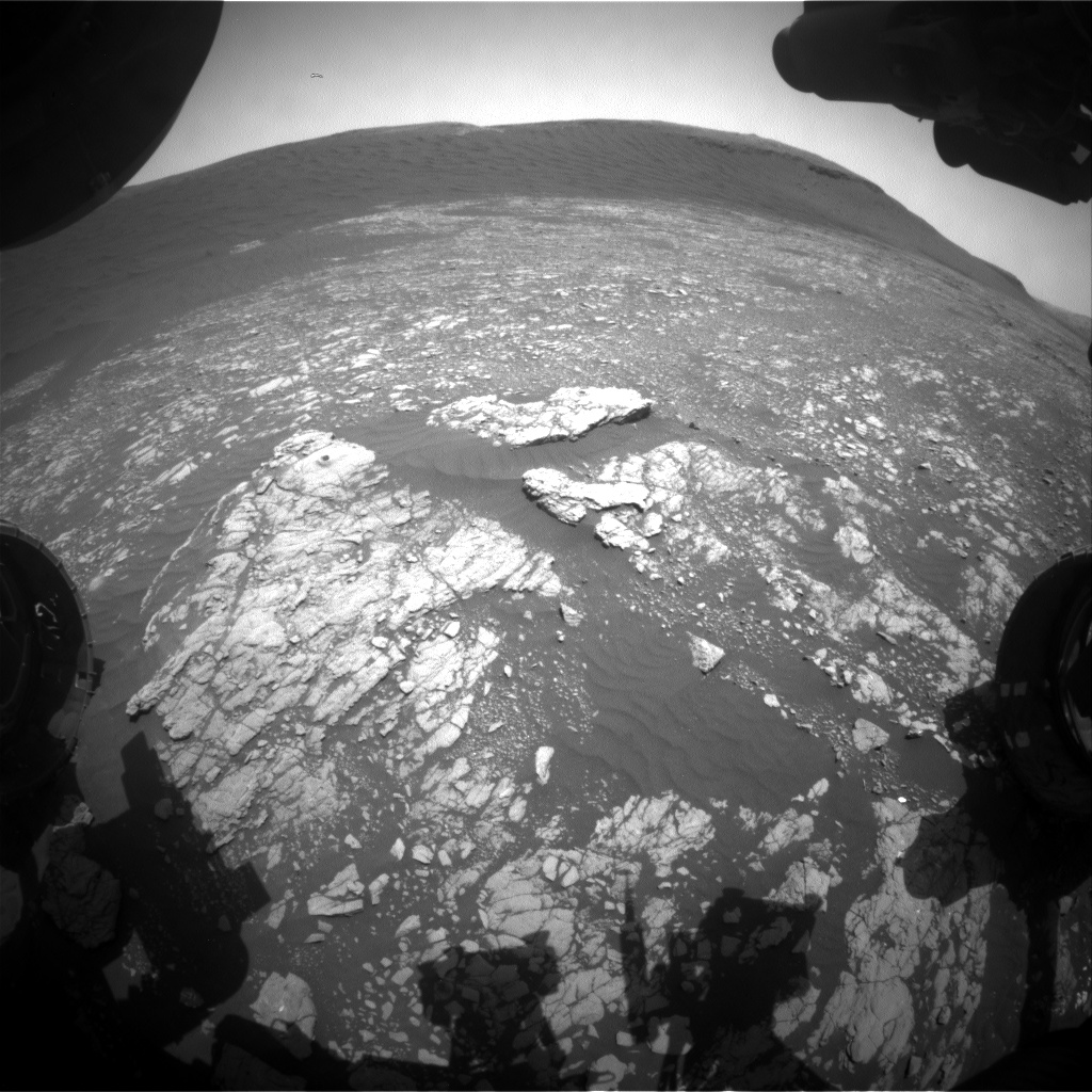 Nasa's Mars rover Curiosity acquired this image using its Front Hazard Avoidance Camera (Front Hazcam) on Sol 2395, at drive 1398, site number 75