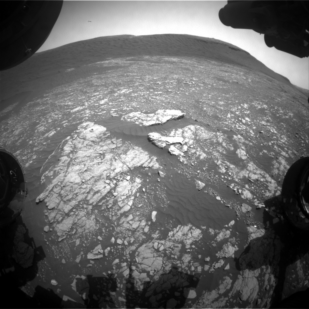 Nasa's Mars rover Curiosity acquired this image using its Front Hazard Avoidance Camera (Front Hazcam) on Sol 2396, at drive 1398, site number 75