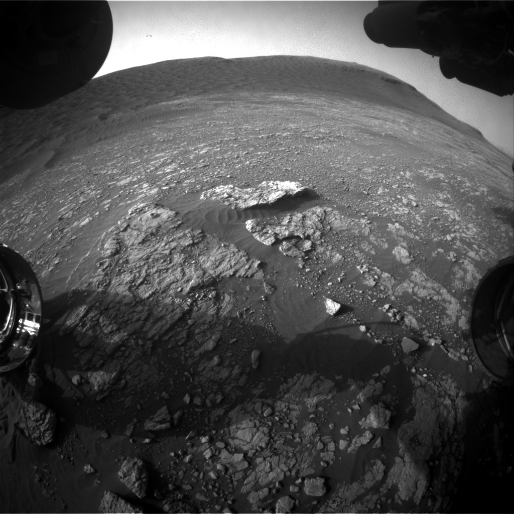 Nasa's Mars rover Curiosity acquired this image using its Front Hazard Avoidance Camera (Front Hazcam) on Sol 2402, at drive 1398, site number 75