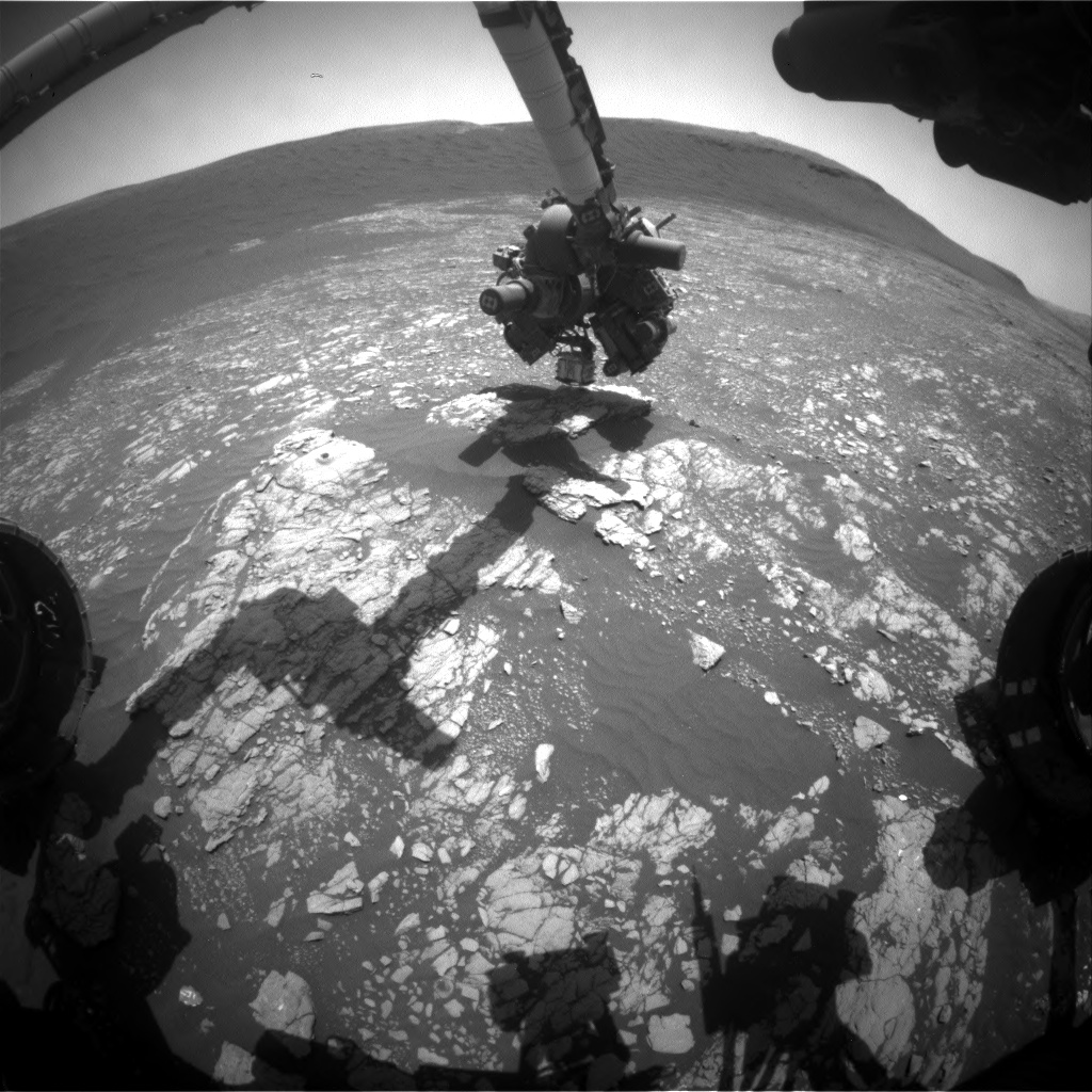 Nasa's Mars rover Curiosity acquired this image using its Front Hazard Avoidance Camera (Front Hazcam) on Sol 2405, at drive 1398, site number 75