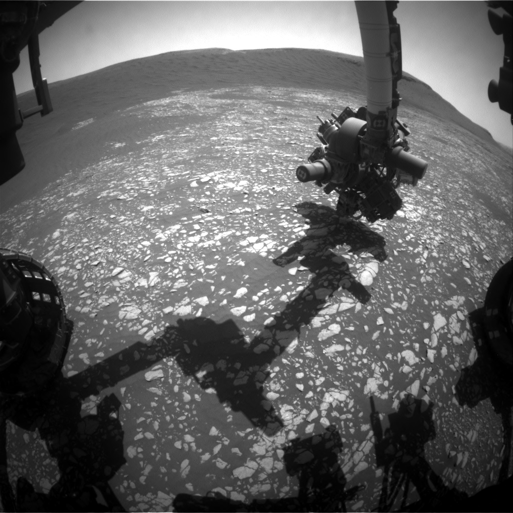 Nasa's Mars rover Curiosity acquired this image using its Front Hazard Avoidance Camera (Front Hazcam) on Sol 2408, at drive 1450, site number 75