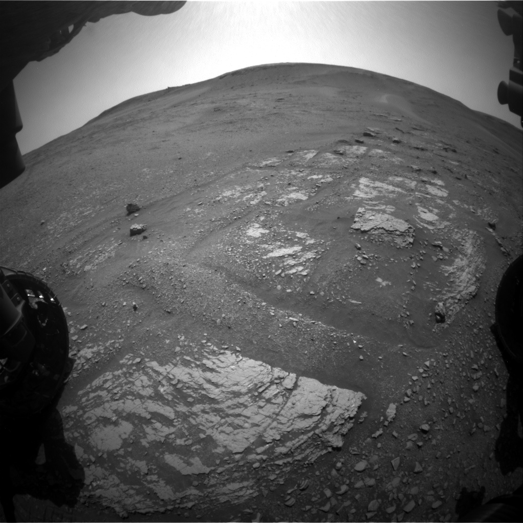 Nasa's Mars rover Curiosity acquired this image using its Front Hazard Avoidance Camera (Front Hazcam) on Sol 2420, at drive 2770, site number 75