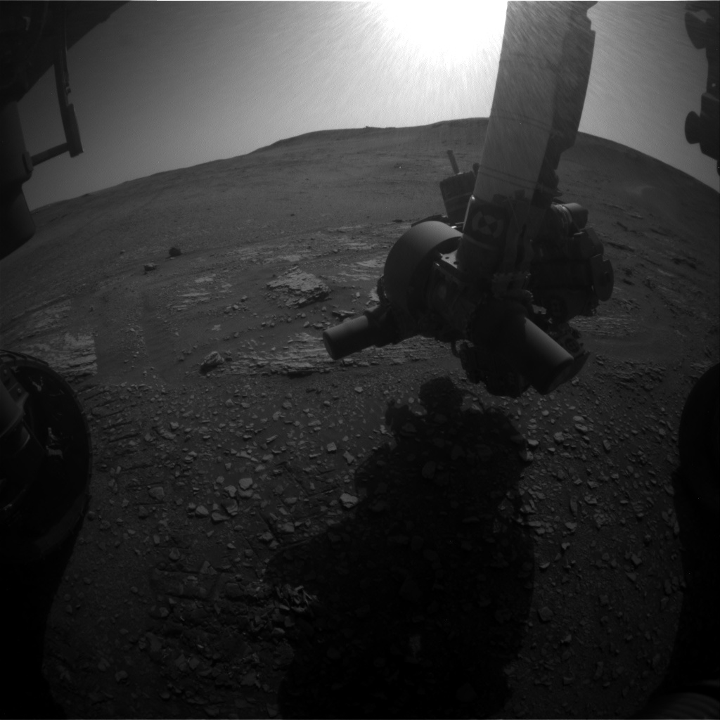 Nasa's Mars rover Curiosity acquired this image using its Front Hazard Avoidance Camera (Front Hazcam) on Sol 2424, at drive 2860, site number 75