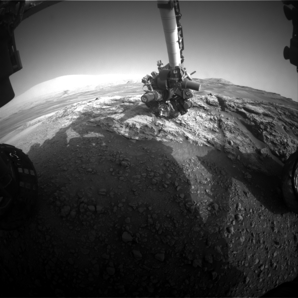 Nasa's Mars rover Curiosity acquired this image using its Front Hazard Avoidance Camera (Front Hazcam) on Sol 2442, at drive 988, site number 76