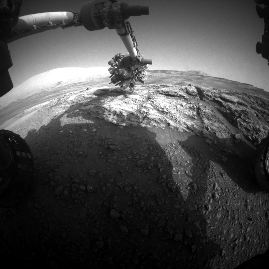 Nasa's Mars rover Curiosity acquired this image using its Front Hazard Avoidance Camera (Front Hazcam) on Sol 2443, at drive 988, site number 76