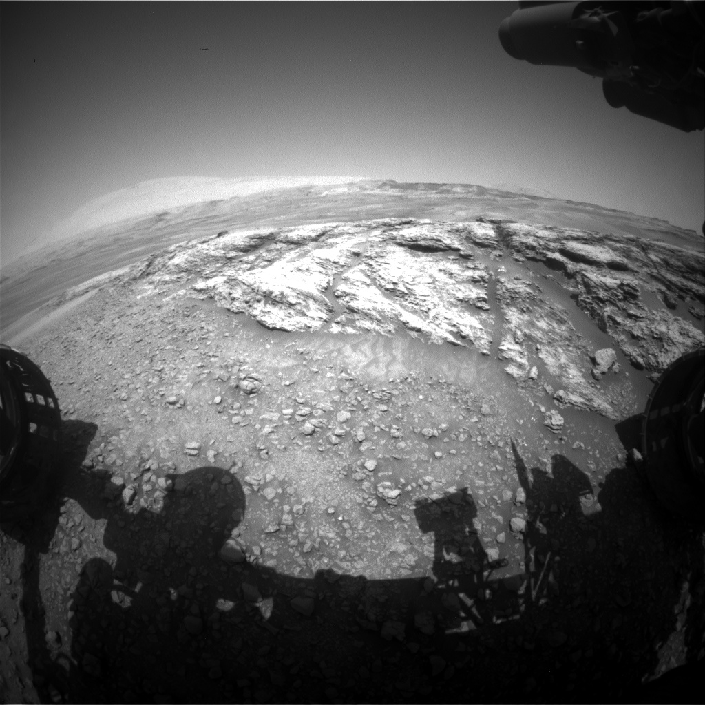 Nasa's Mars rover Curiosity acquired this image using its Front Hazard Avoidance Camera (Front Hazcam) on Sol 2443, at drive 988, site number 76