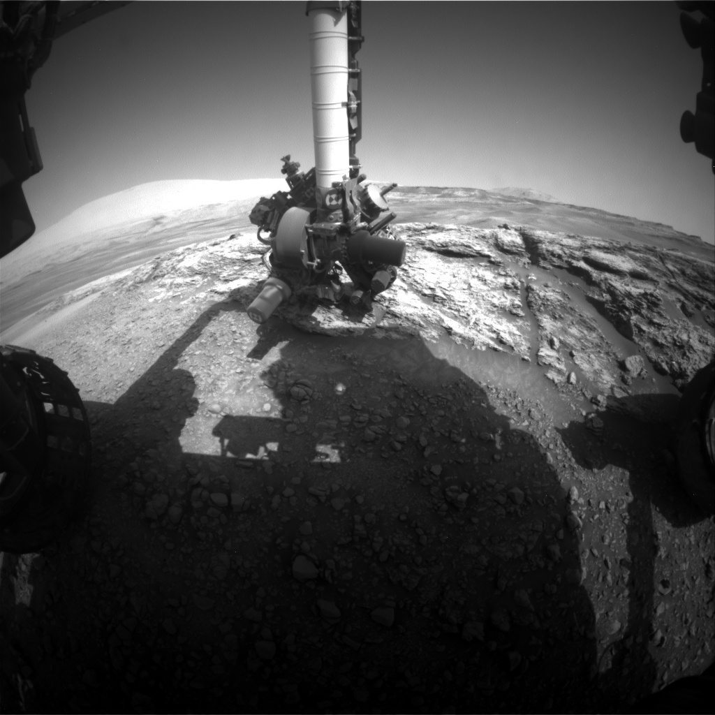 Nasa's Mars rover Curiosity acquired this image using its Front Hazard Avoidance Camera (Front Hazcam) on Sol 2445, at drive 988, site number 76