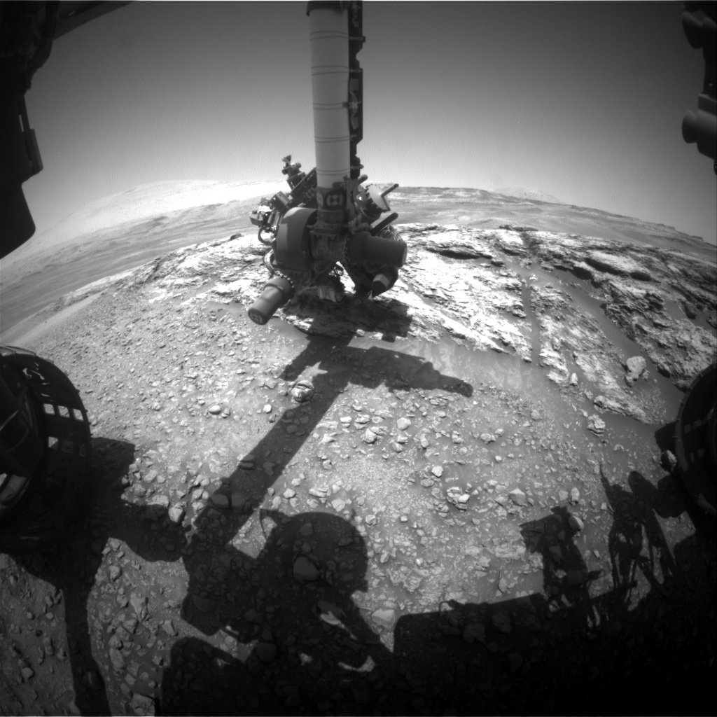 Nasa's Mars rover Curiosity acquired this image using its Front Hazard Avoidance Camera (Front Hazcam) on Sol 2446, at drive 988, site number 76
