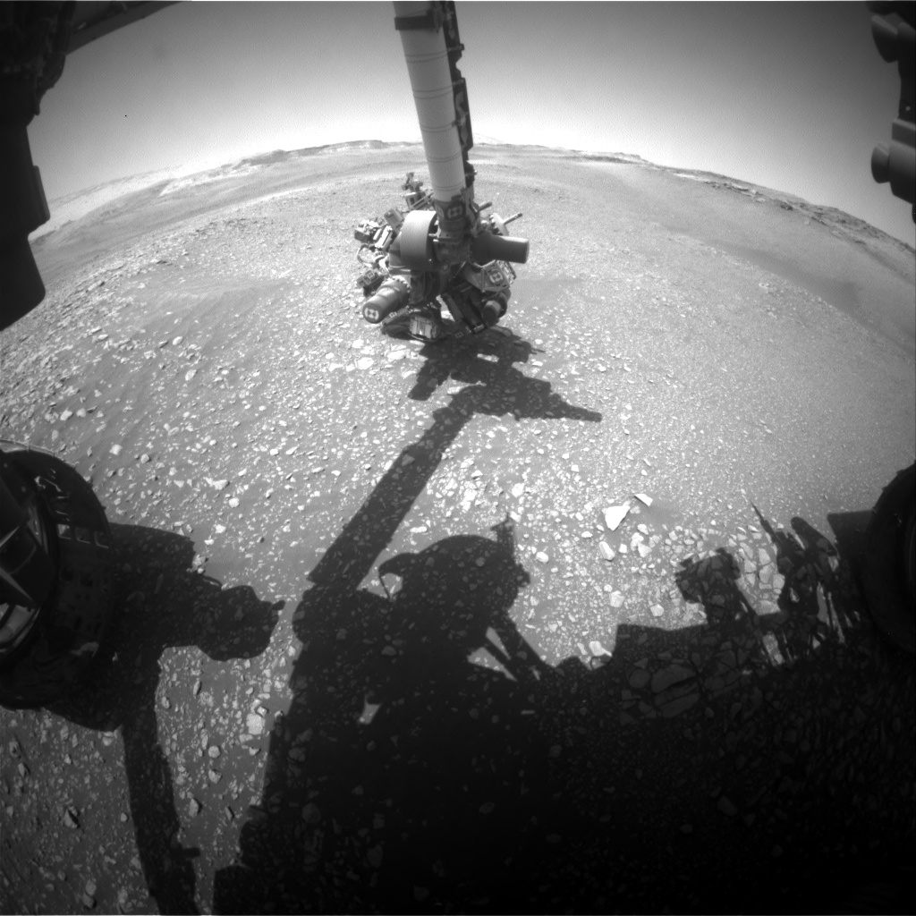 Nasa's Mars rover Curiosity acquired this image using its Front Hazard Avoidance Camera (Front Hazcam) on Sol 2449, at drive 1300, site number 76