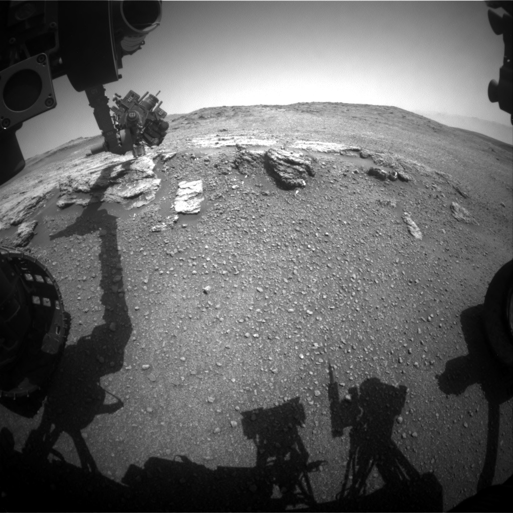 Nasa's Mars rover Curiosity acquired this image using its Front Hazard Avoidance Camera (Front Hazcam) on Sol 2452, at drive 1384, site number 76