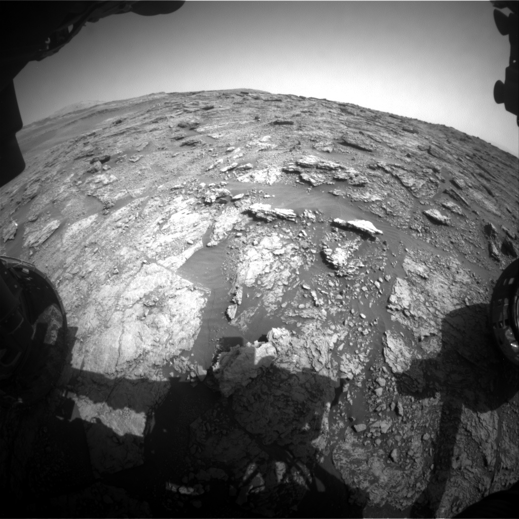 Nasa's Mars rover Curiosity acquired this image using its Front Hazard Avoidance Camera (Front Hazcam) on Sol 2454, at drive 1666, site number 76