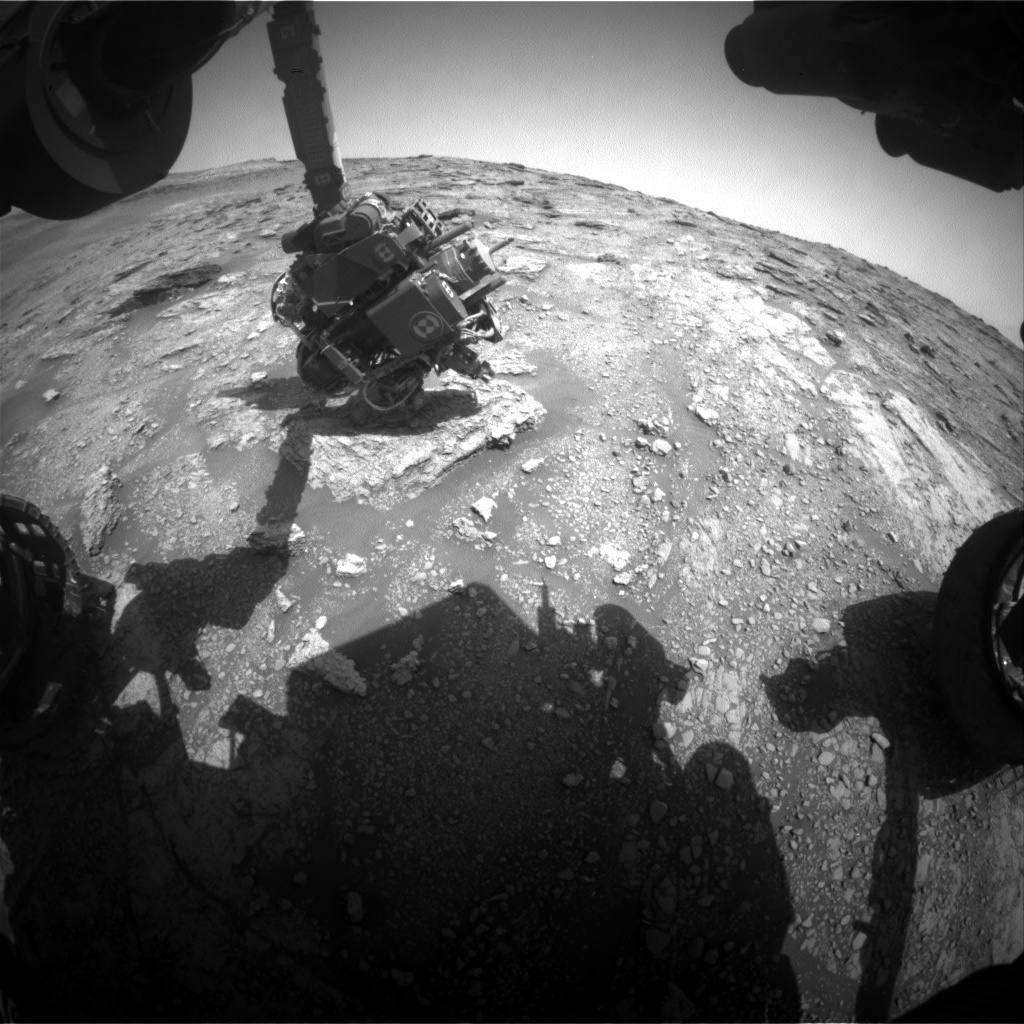 Nasa's Mars rover Curiosity acquired this image using its Front Hazard Avoidance Camera (Front Hazcam) on Sol 2454, at drive 1576, site number 76