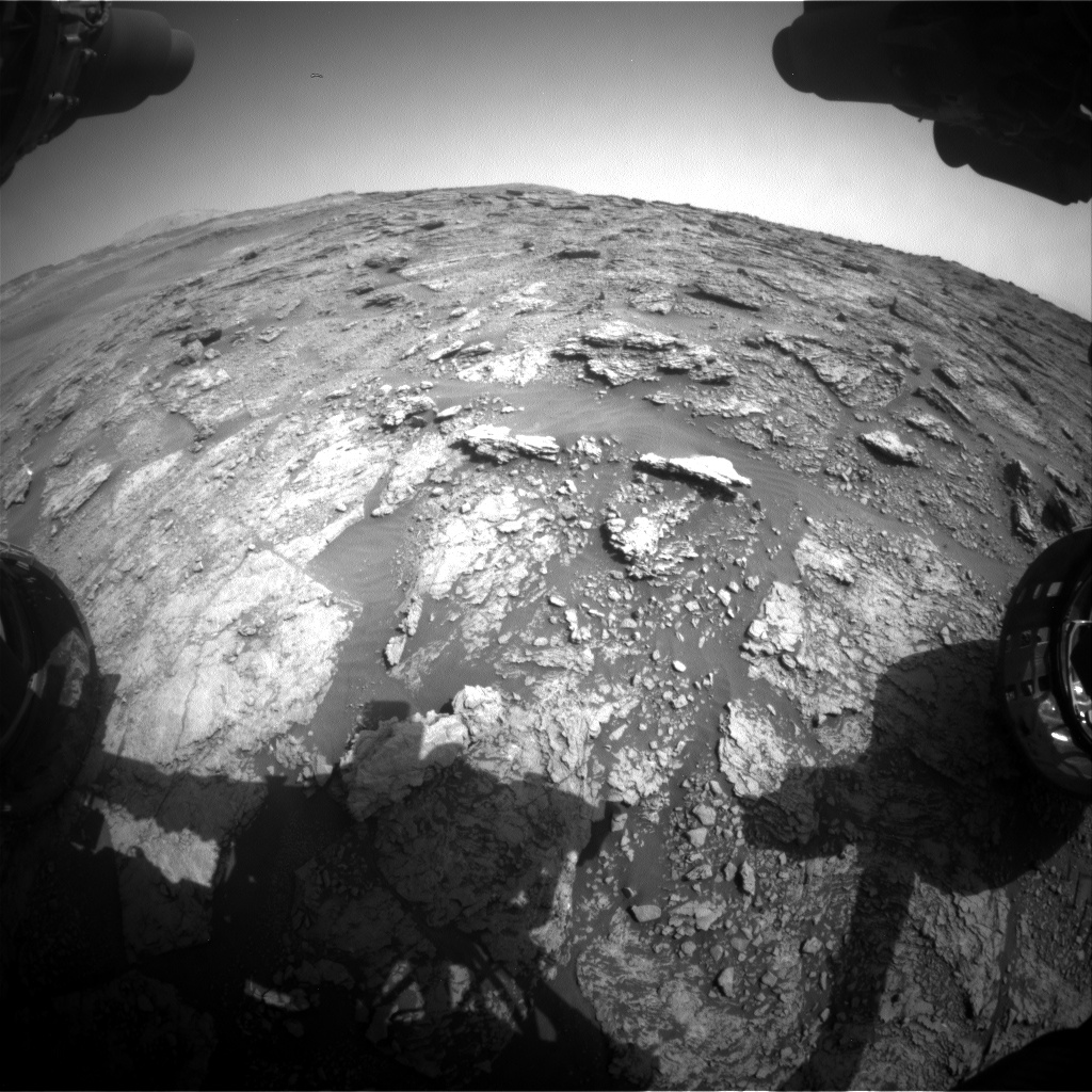 Nasa's Mars rover Curiosity acquired this image using its Front Hazard Avoidance Camera (Front Hazcam) on Sol 2454, at drive 1666, site number 76