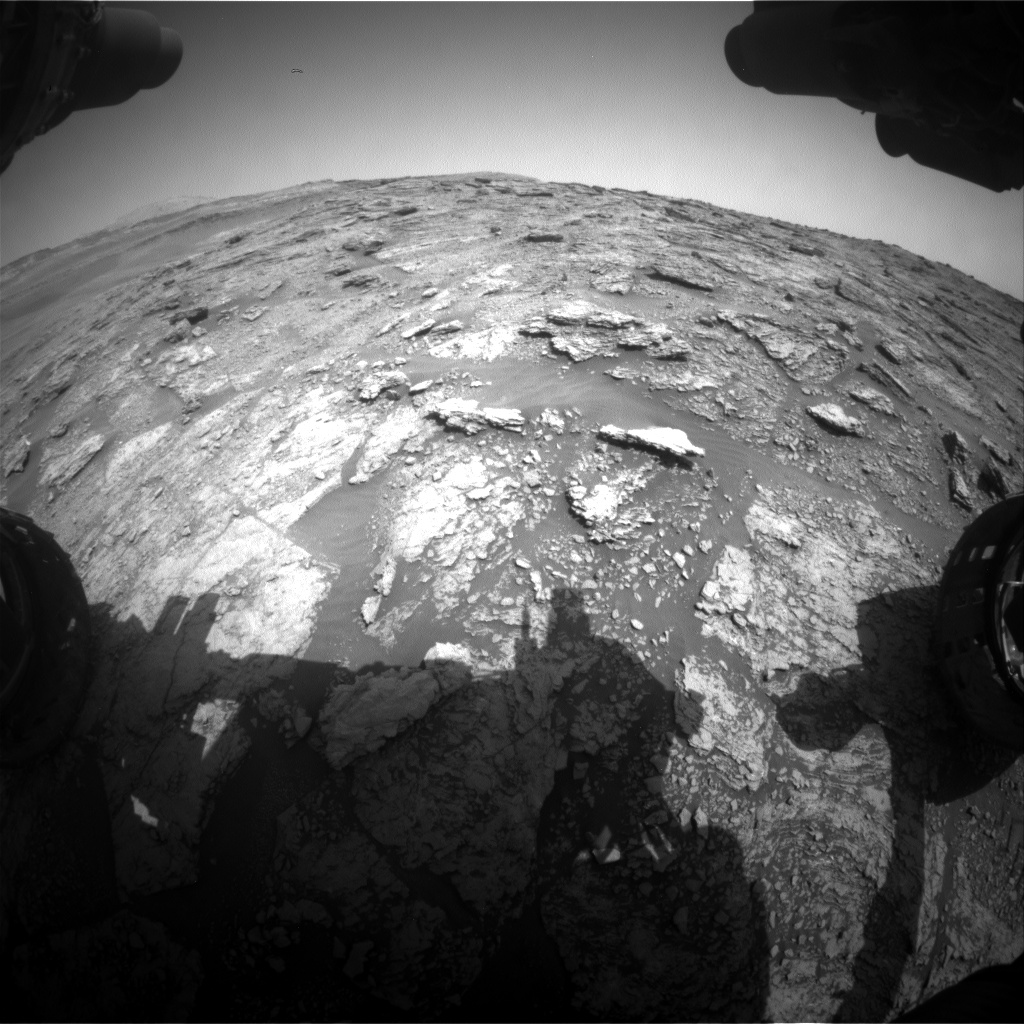 Nasa's Mars rover Curiosity acquired this image using its Front Hazard Avoidance Camera (Front Hazcam) on Sol 2455, at drive 1666, site number 76