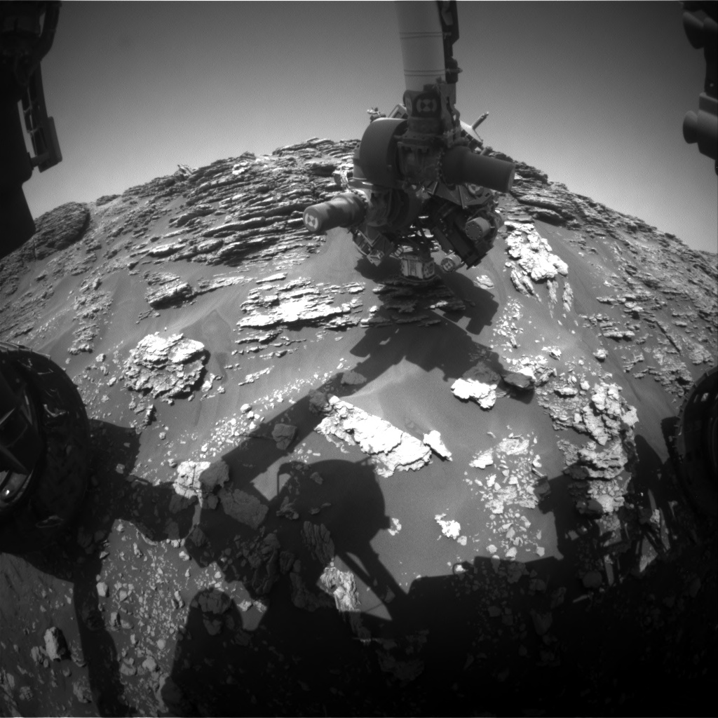 Nasa's Mars rover Curiosity acquired this image using its Front Hazard Avoidance Camera (Front Hazcam) on Sol 2477, at drive 2672, site number 76