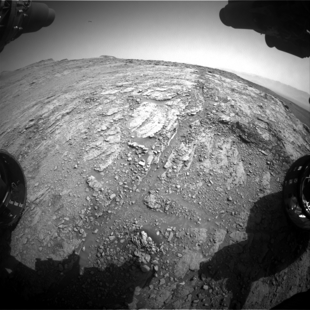 Nasa's Mars rover Curiosity acquired this image using its Front Hazard Avoidance Camera (Front Hazcam) on Sol 2481, at drive 3002, site number 76