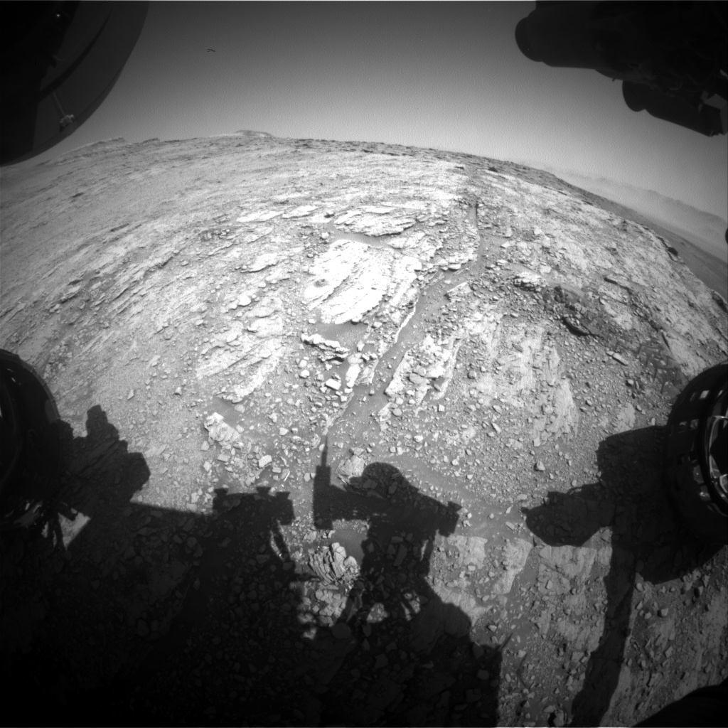 Nasa's Mars rover Curiosity acquired this image using its Front Hazard Avoidance Camera (Front Hazcam) on Sol 2501, at drive 3002, site number 76