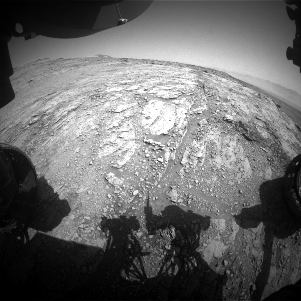 Nasa's Mars rover Curiosity acquired this image using its Front Hazard Avoidance Camera (Front Hazcam) on Sol 2503, at drive 3002, site number 76