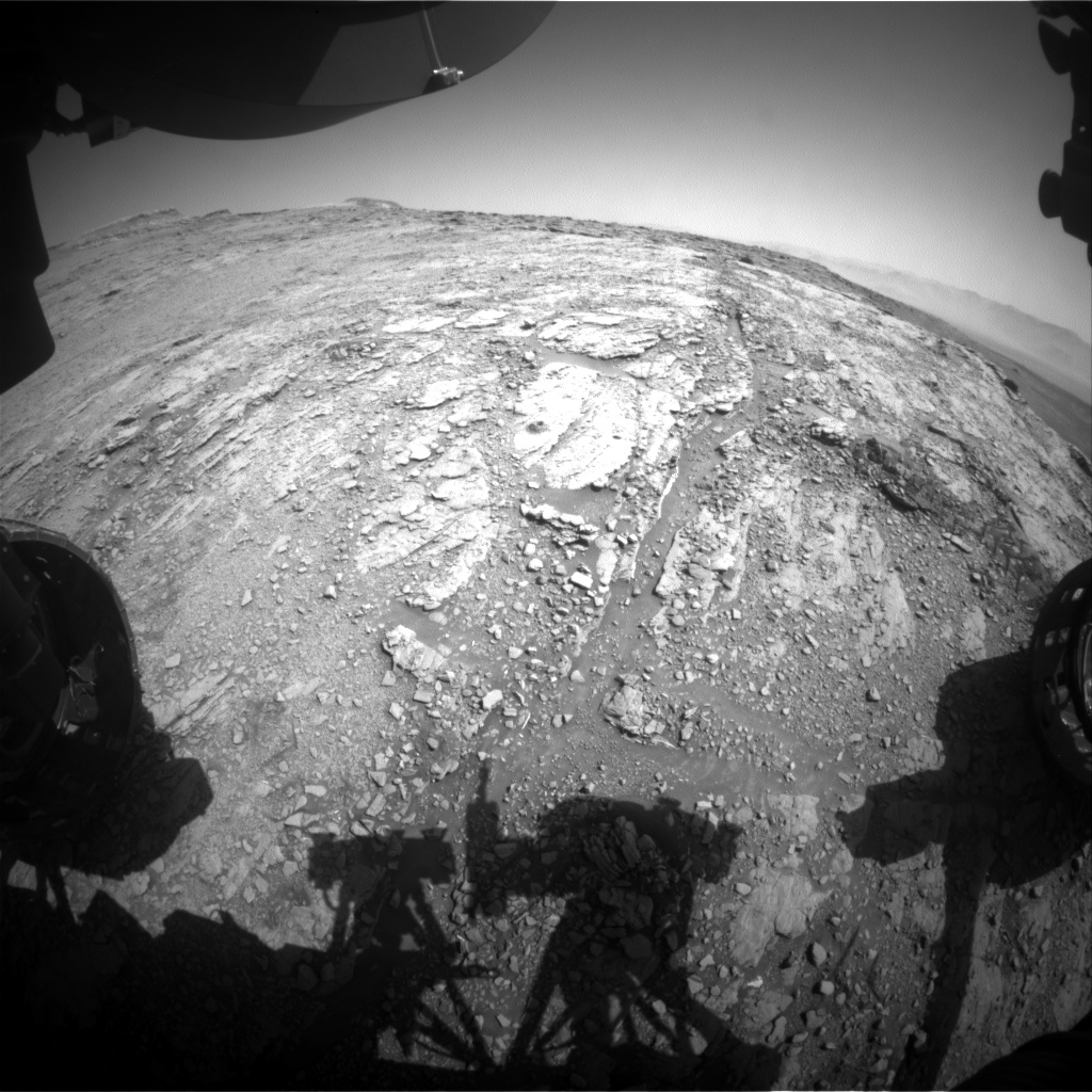 Nasa's Mars rover Curiosity acquired this image using its Front Hazard Avoidance Camera (Front Hazcam) on Sol 2504, at drive 3002, site number 76