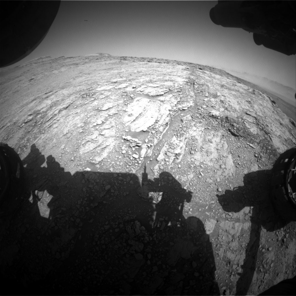 Nasa's Mars rover Curiosity acquired this image using its Front Hazard Avoidance Camera (Front Hazcam) on Sol 2507, at drive 3002, site number 76