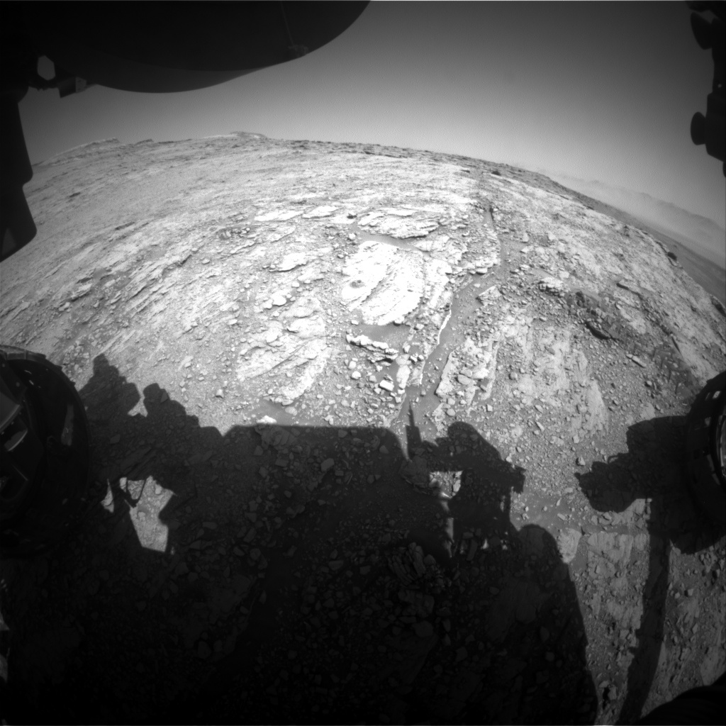 Nasa's Mars rover Curiosity acquired this image using its Front Hazard Avoidance Camera (Front Hazcam) on Sol 2508, at drive 3002, site number 76