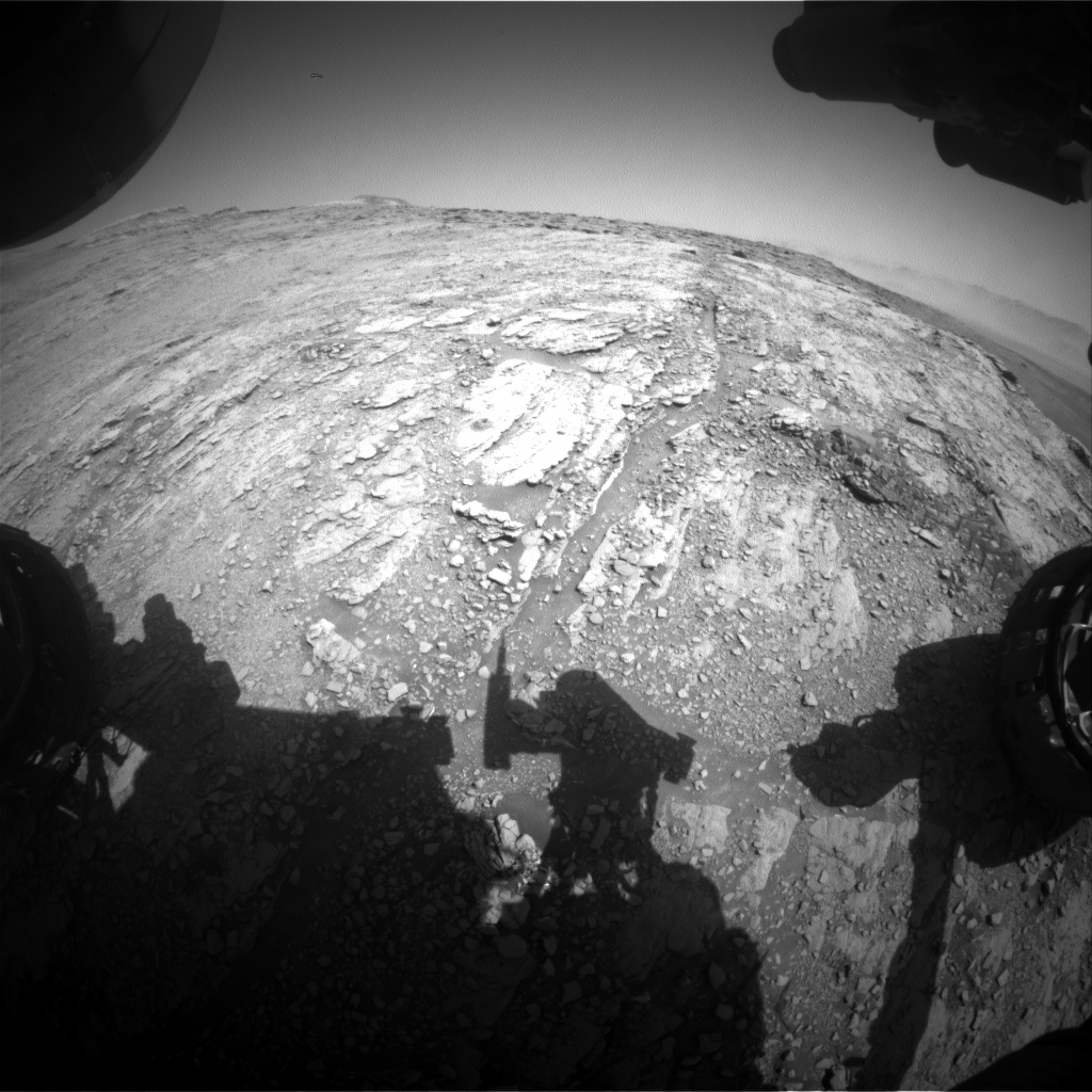 Nasa's Mars rover Curiosity acquired this image using its Front Hazard Avoidance Camera (Front Hazcam) on Sol 2509, at drive 3002, site number 76