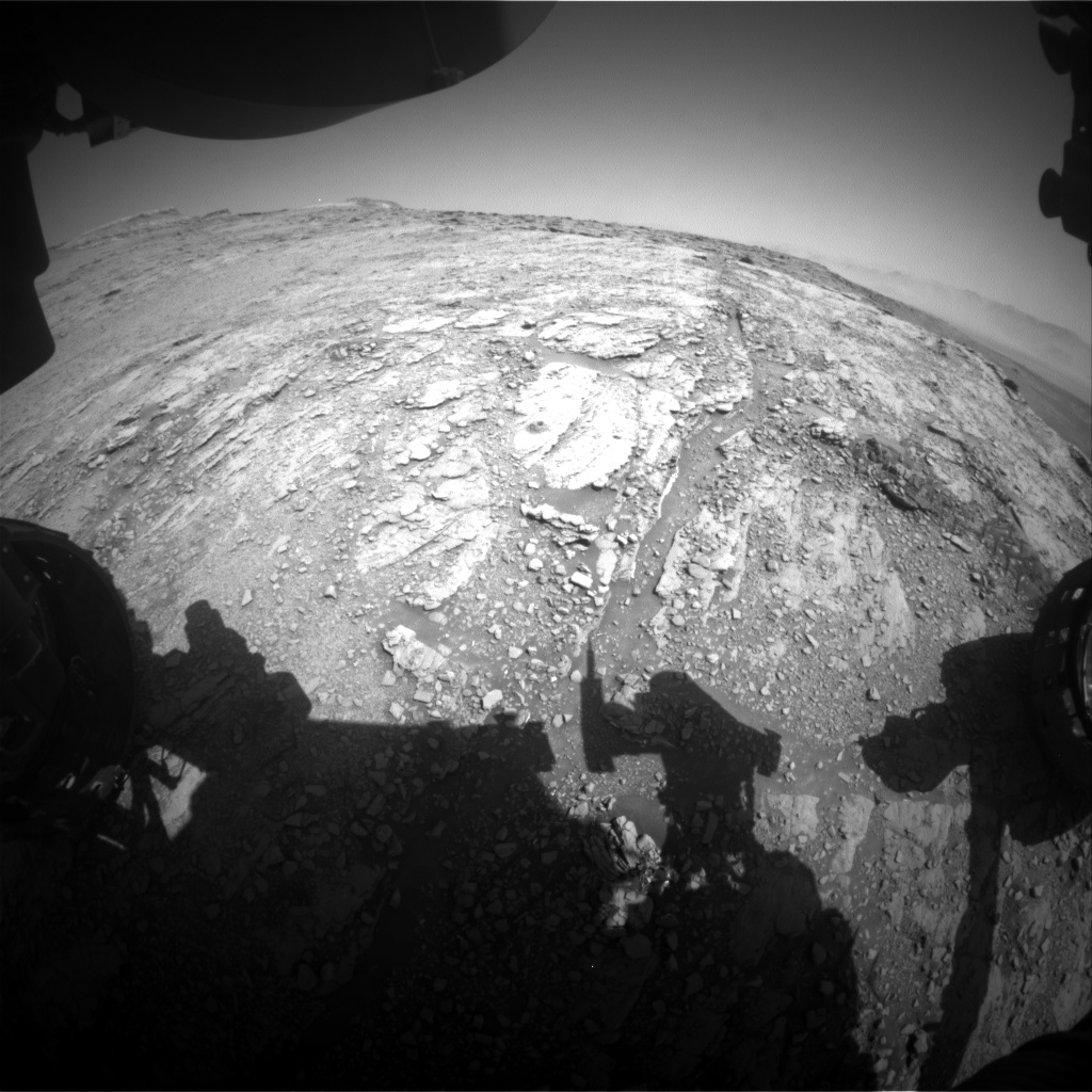 Nasa's Mars rover Curiosity acquired this image using its Front Hazard Avoidance Camera (Front Hazcam) on Sol 2510, at drive 3002, site number 76