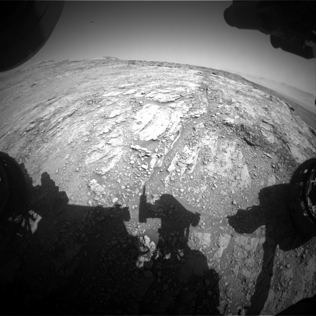 Nasa's Mars rover Curiosity acquired this image using its Front Hazard Avoidance Camera (Front Hazcam) on Sol 2513, at drive 3002, site number 76