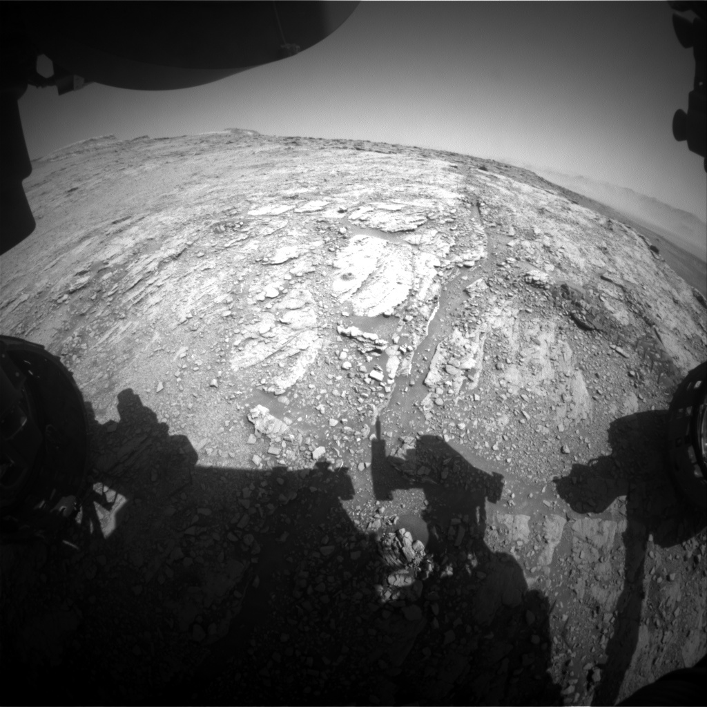 Nasa's Mars rover Curiosity acquired this image using its Front Hazard Avoidance Camera (Front Hazcam) on Sol 2518, at drive 3002, site number 76