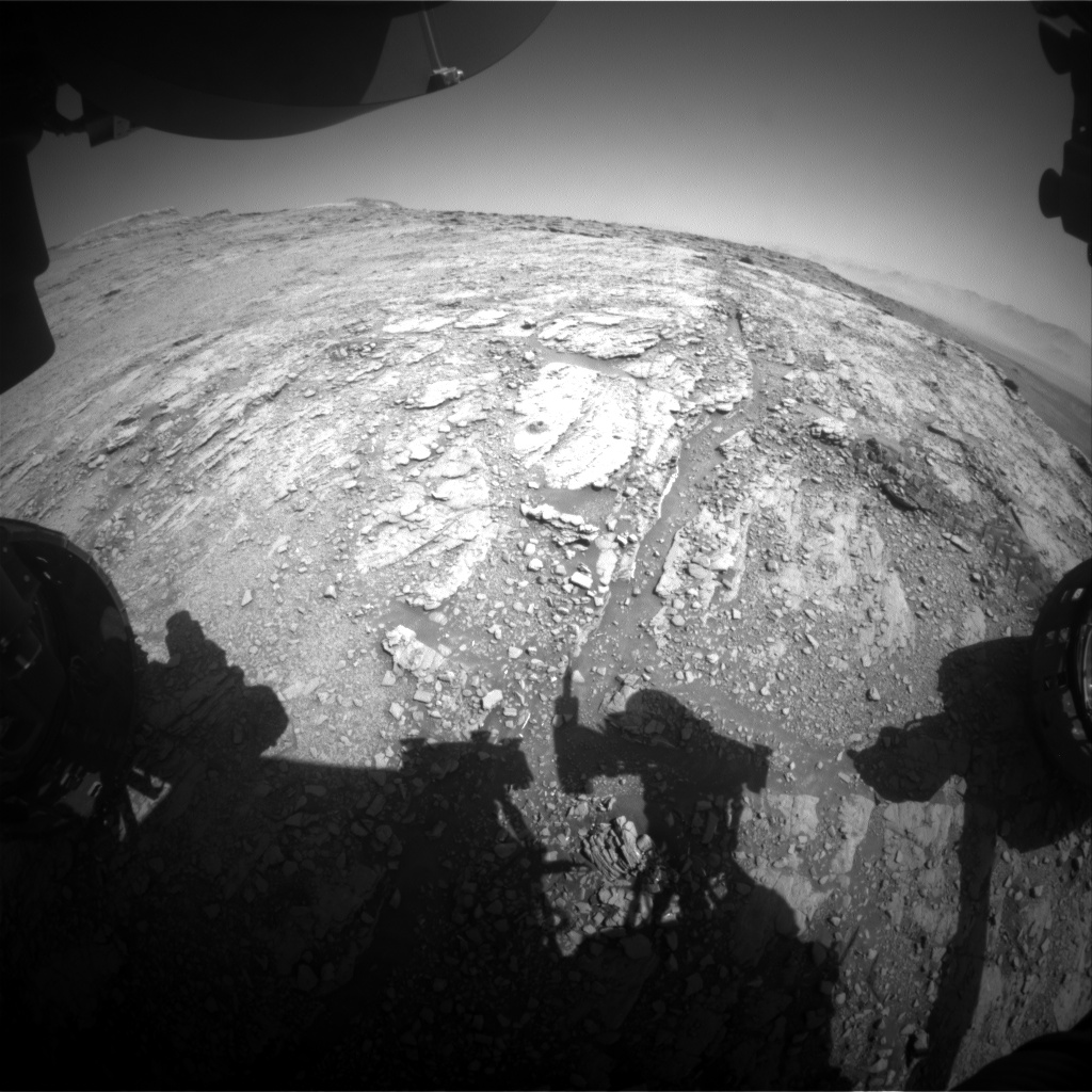 Nasa's Mars rover Curiosity acquired this image using its Front Hazard Avoidance Camera (Front Hazcam) on Sol 2521, at drive 3002, site number 76
