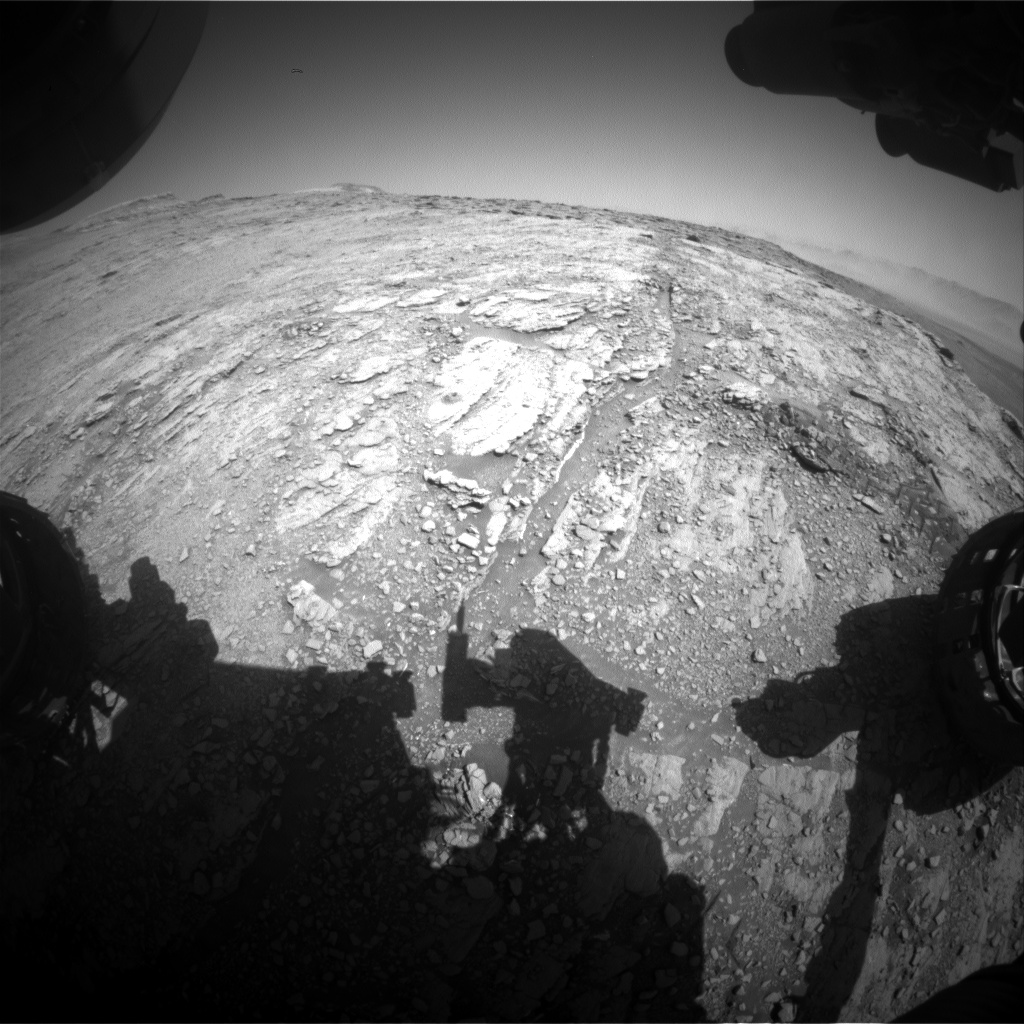 Nasa's Mars rover Curiosity acquired this image using its Front Hazard Avoidance Camera (Front Hazcam) on Sol 2522, at drive 3002, site number 76