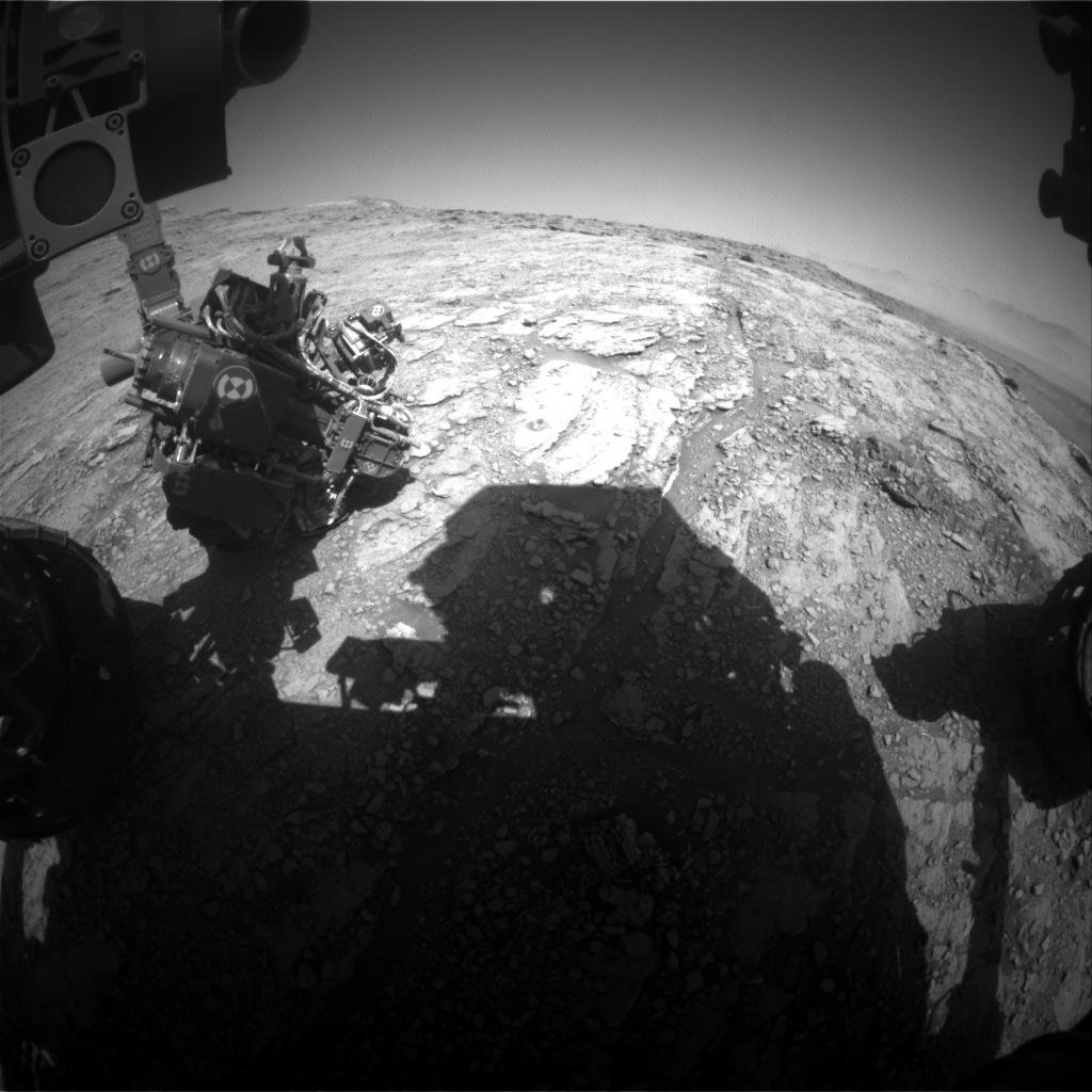 Nasa's Mars rover Curiosity acquired this image using its Front Hazard Avoidance Camera (Front Hazcam) on Sol 2526, at drive 3002, site number 76