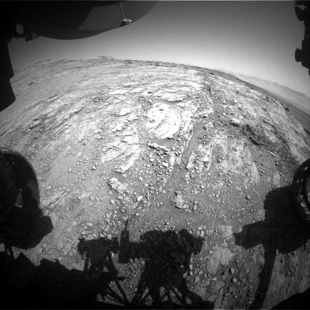 Nasa's Mars rover Curiosity acquired this image using its Front Hazard Avoidance Camera (Front Hazcam) on Sol 2527, at drive 3002, site number 76