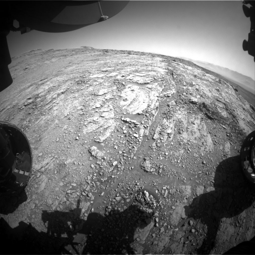 Nasa's Mars rover Curiosity acquired this image using its Front Hazard Avoidance Camera (Front Hazcam) on Sol 2534, at drive 3002, site number 76